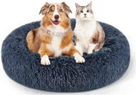 🐾 canitu calming fur plush pet bed for dogs and cats - anti-anxiety cuddler, washable comfy snuggle cozy soft warming puppy bed - small, medium, and large dogs (28''x 28'') logo