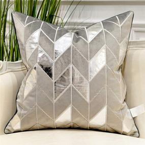 img 4 attached to Avigers 18x18 Grey Silver Striped Cushion Case - European Luxury 🛋️ Throw Pillow Cover for Couch, Living Room, Bedroom, and Car - Decorative Pillow