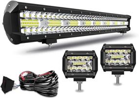 img 4 attached to 💡 T-Former 23 Inch LED Light Bar 480W Triple Row Spot Flood Combo Beam Off-Road Lights with 2Pcs 4 Inch 60W LED Fog Lights, Rocker Switch Wiring Harness for Trucks, ATV, UTV, Jeep, Boat, and Pickup