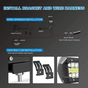 img 1 attached to 💡 T-Former 23 Inch LED Light Bar 480W Triple Row Spot Flood Combo Beam Off-Road Lights with 2Pcs 4 Inch 60W LED Fog Lights, Rocker Switch Wiring Harness for Trucks, ATV, UTV, Jeep, Boat, and Pickup