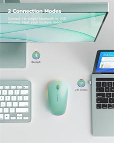 img 2 attached to 🖥️ Nulea LED Bluetooth Mouse: Rechargeable Wireless Mouse with Dual Mode (Bluetooth 5.0+USB) - Compatible with Laptop, iPad, MacOS, PC, Windows (Mint Green)