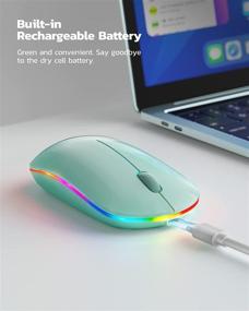 img 1 attached to 🖥️ Nulea LED Bluetooth Mouse: Rechargeable Wireless Mouse with Dual Mode (Bluetooth 5.0+USB) - Compatible with Laptop, iPad, MacOS, PC, Windows (Mint Green)