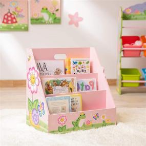 img 3 attached to 🌸 Fantasy Fields - Magic Garden Toddler Bookshelf, Kid Bookshelf Wood, Storage, 3-Shelf Bookcase for Bedroom, Girl/Boy Book Display, 3-Tier Mobile Bookrack, Low Square Book Cabinet - Pink