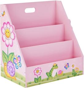 img 4 attached to 🌸 Fantasy Fields - Magic Garden Toddler Bookshelf, Kid Bookshelf Wood, Storage, 3-Shelf Bookcase for Bedroom, Girl/Boy Book Display, 3-Tier Mobile Bookrack, Low Square Book Cabinet - Pink