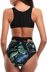 img 3 attached to 👙 Tempt Me Women's High Neck Cutout Printed One Piece Swimsuit - Tummy Control Bathing Suit