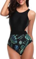 👙 tempt me women's high neck cutout printed one piece swimsuit - tummy control bathing suit logo