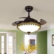 💡 42 inch black retractable ceiling fan light with remote control - american reverse fan, 6-gear speed, led lighting, 3 color changing, 4 scalable blades - ideal for home decoration логотип