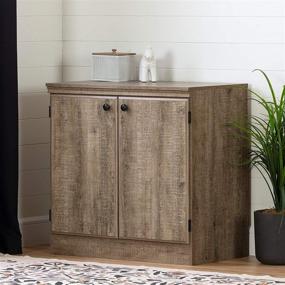 img 4 attached to Stylish and Functional South Shore Morgan Small 2-Door Storage Cabinet in Weathered Oak Finish