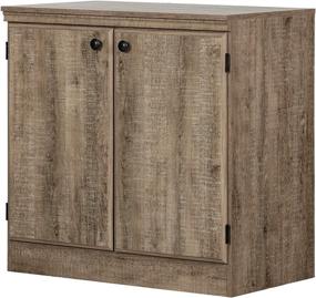 img 3 attached to Stylish and Functional South Shore Morgan Small 2-Door Storage Cabinet in Weathered Oak Finish