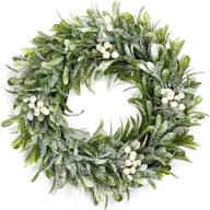 🌿 vivid berries greenery pine needle wreath for front door: ideal indoor & outdoor decorations for door, wall, window and courtyard логотип