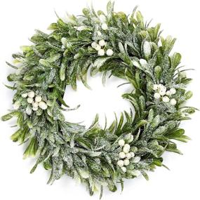 img 4 attached to 🌿 Vivid Berries Greenery Pine Needle Wreath for Front Door: Ideal Indoor & Outdoor Decorations for Door, Wall, Window and Courtyard