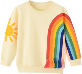 img 4 attached to Adorable Baby Girl Rainbow Sweatshirt: Long 🌈 Sleeve Shirt for Girls, Sizes 18 Months-6 Years