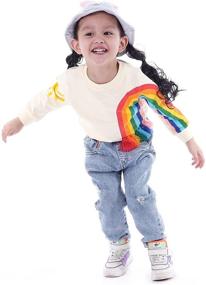 img 1 attached to Adorable Baby Girl Rainbow Sweatshirt: Long 🌈 Sleeve Shirt for Girls, Sizes 18 Months-6 Years