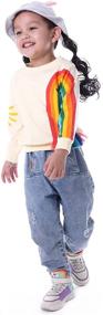 img 2 attached to Adorable Baby Girl Rainbow Sweatshirt: Long 🌈 Sleeve Shirt for Girls, Sizes 18 Months-6 Years