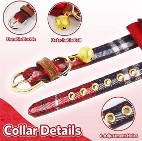 img 1 attached to Classic Plaid Dog Collar and Leash Set – 3PCS, Bow Tie, Adjustable, with Handle – Perfect for Puppy Cats, Small Medium Dogs Training, Walking, Running (Red, Small)