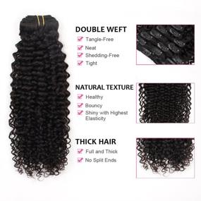 img 2 attached to 🏾 ABH AMAZINGBEAUTY HAIR Afro Jerry Curly 3B 3C Curly Hair Clip In Extensions - 100% Remy Human Hair for Black Women - Natural Black, 16 inch, 7 Pieces/120g