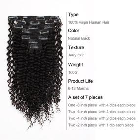 img 3 attached to 🏾 ABH AMAZINGBEAUTY HAIR Afro Jerry Curly 3B 3C Curly Hair Clip In Extensions - 100% Remy Human Hair for Black Women - Natural Black, 16 inch, 7 Pieces/120g