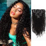 🏾 abh amazingbeauty hair afro jerry curly 3b 3c curly hair clip in extensions - 100% remy human hair for black women - natural black, 16 inch, 7 pieces/120g logo