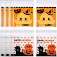 spooky halloween cellophane treat bags: 400 self adhesive candy & clear cookie bags, perfect for party gifts | 2 styles included! logo