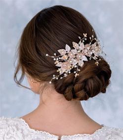 img 1 attached to 💍 Exquisite Handmade Wedding Hair Comb: Pearl Floral Leaf Bridal Hair Accessories in Light Gold - Ideal for Brides and Bridesmaids