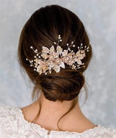 img 2 attached to 💍 Exquisite Handmade Wedding Hair Comb: Pearl Floral Leaf Bridal Hair Accessories in Light Gold - Ideal for Brides and Bridesmaids
