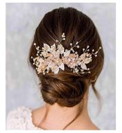 💍 exquisite handmade wedding hair comb: pearl floral leaf bridal hair accessories in light gold - ideal for brides and bridesmaids logo