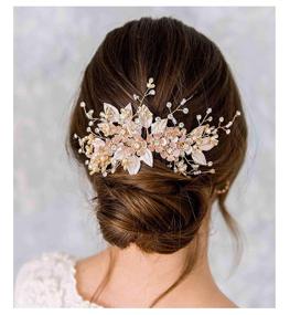 img 4 attached to 💍 Exquisite Handmade Wedding Hair Comb: Pearl Floral Leaf Bridal Hair Accessories in Light Gold - Ideal for Brides and Bridesmaids