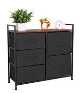 🔲 affordable east loft multipurpose dressers: space-saving storage solution for bedroom, nursery, and closet - 5 fabric drawers - easy assembly - black logo