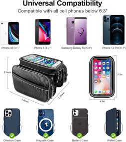 img 3 attached to 🚲 Suleto [Latest & Premium] Bike Phone Front Frame Bag, Waterproof Bicycle Phone Bag Cycling Top Tube Bag Mountain Bike Cell Phone Mount Pouch Compatible with iPhone 12 Pro 11 XR XS SE 8 Samsung S10 S9 Below 6.3 inches