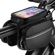 🚲 suleto [latest & premium] bike phone front frame bag, waterproof bicycle phone bag cycling top tube bag mountain bike cell phone mount pouch compatible with iphone 12 pro 11 xr xs se 8 samsung s10 s9 below 6.3 inches logo