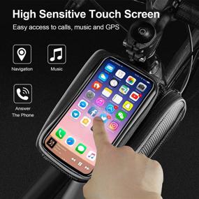 img 1 attached to 🚲 Suleto [Latest & Premium] Bike Phone Front Frame Bag, Waterproof Bicycle Phone Bag Cycling Top Tube Bag Mountain Bike Cell Phone Mount Pouch Compatible with iPhone 12 Pro 11 XR XS SE 8 Samsung S10 S9 Below 6.3 inches