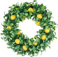 🍋 vibrant mr. bom fall wreath: 15 inch artificial lemon door wreath with green boxwood leaves - perfect for front door, wall, window, mantel! ideal holiday party decoration. логотип