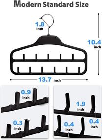 img 2 attached to 👔 SMARTAKE 2-Pack Belt Hangers: 360 Degree Rotatable Tie Racks with 11 Hooks, Non-Slip Durable Hanging Closet Organizer for Leather Belts, Bow Ties, Scarves, Bags, Jewelry (Black)