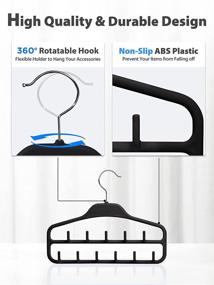 img 1 attached to 👔 SMARTAKE 2-Pack Belt Hangers: 360 Degree Rotatable Tie Racks with 11 Hooks, Non-Slip Durable Hanging Closet Organizer for Leather Belts, Bow Ties, Scarves, Bags, Jewelry (Black)