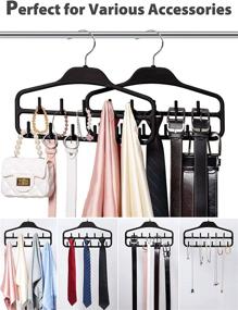 img 3 attached to 👔 SMARTAKE 2-Pack Belt Hangers: 360 Degree Rotatable Tie Racks with 11 Hooks, Non-Slip Durable Hanging Closet Organizer for Leather Belts, Bow Ties, Scarves, Bags, Jewelry (Black)