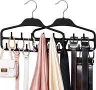 👔 smartake 2-pack belt hangers: 360 degree rotatable tie racks with 11 hooks, non-slip durable hanging closet organizer for leather belts, bow ties, scarves, bags, jewelry (black) логотип