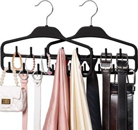 img 4 attached to 👔 SMARTAKE 2-Pack Belt Hangers: 360 Degree Rotatable Tie Racks with 11 Hooks, Non-Slip Durable Hanging Closet Organizer for Leather Belts, Bow Ties, Scarves, Bags, Jewelry (Black)