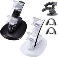 🎮 ps4 controller charger stand - dual micro usb fast charging, led indicator - 2 pack for playstation 4/ps4/ps4 pro/ps4 slim (black & white) logo