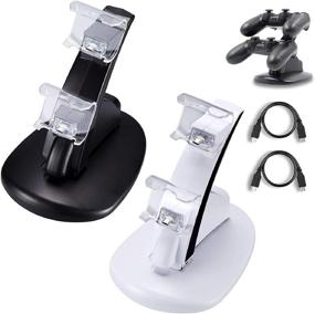 img 4 attached to 🎮 PS4 Controller Charger Stand - Dual Micro USB Fast Charging, LED Indicator - 2 Pack for Playstation 4/PS4/PS4 Pro/PS4 Slim (Black & White)