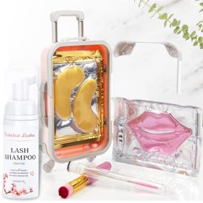 img 3 attached to 💼 6-in-1 Eyelash Extension Shampoo Kit: Mini Suitcase + Cleansing Brush + Mascara Wand + Masks + Sensitive Foaming Cleanser (60 ml, 2 fl oz) for Salon & Self Use