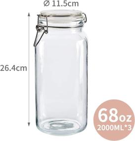 img 3 attached to Set of 3 Large 68oz Glass Canisters with Airtight Lids - Clear Storage Containers with Lids for Kitchen, Ideal for Flour and Sugar Storage