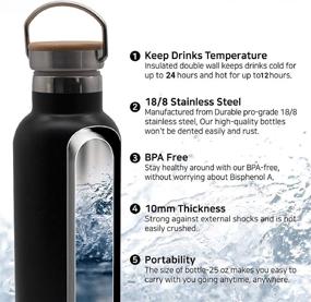 img 3 attached to 💧 GONNADOO 25 oz Stainless Steel Insulated Water Bottle with 3 Lids - Vacuum, Hot Water, Cold Water, Sports Water Bottle for All-day Hydration (Black)