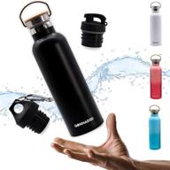 💧 gonnadoo 25 oz stainless steel insulated water bottle with 3 lids - vacuum, hot water, cold water, sports water bottle for all-day hydration (black) логотип