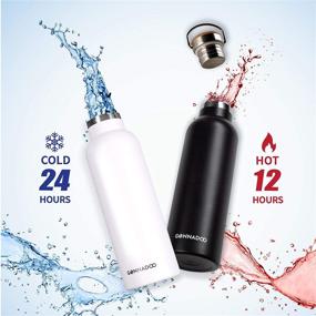 img 1 attached to 💧 GONNADOO 25 oz Stainless Steel Insulated Water Bottle with 3 Lids - Vacuum, Hot Water, Cold Water, Sports Water Bottle for All-day Hydration (Black)