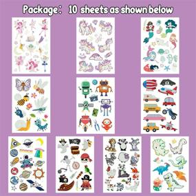 img 3 attached to 🦄 Luminous Waterproof Temporary Tattoos for Kids - Unicorn, Dinosaur, Mermaid, Pirate, Construction Themes - Birthday Party Decorations & Favors