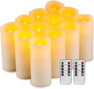 🕯️ enhance your space with a set of 12 flameless flickering led candles - real wax pillars (d:2.2" x h:5") with remote control and convenient 24-hour timer логотип