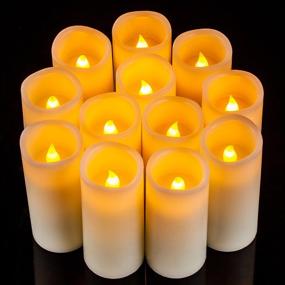 img 1 attached to 🕯️ Enhance Your Space with a Set of 12 Flameless Flickering LED Candles - Real Wax Pillars (D:2.2" X H:5") with Remote Control and Convenient 24-Hour Timer