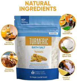 img 1 attached to 🛁 Organic Turmeric Bath Salt - 32oz Epsom Salt Infused with Natural Turmeric, Cinnamon, Ylang Ylang, Orange, Grapefruit Essential Oils, and Vitamin C in Eco-friendly Pouch with Convenient Press-Lock Seal