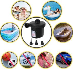 img 1 attached to Portable Electric Air Pump with 3 Nozzles, Dual Power Supply 🔌 110V AC/12V DC, Powerful Inflator/Deflator for Outdoor Camping, Air Mattress, Swimming Rings