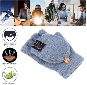 img 3 attached to Cozy USB Heated Gloves: Full & Half Finger Knitted Hand Warmers for Men and Women (Light Blue)